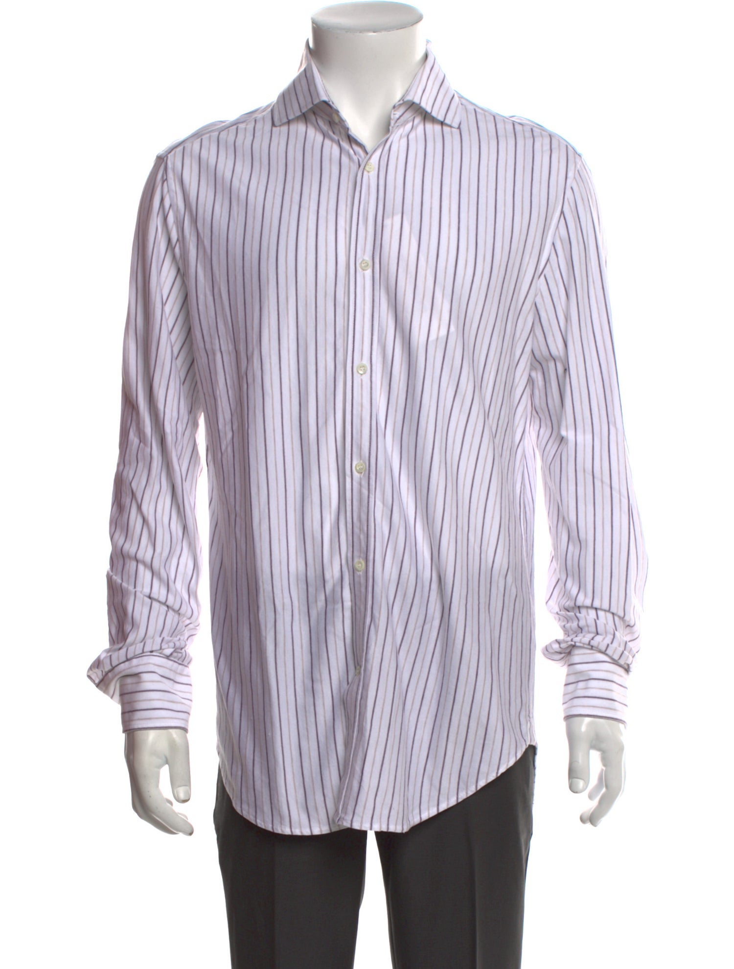 Brunello Cucinelli Striped Long Sleeve Dress Shirt