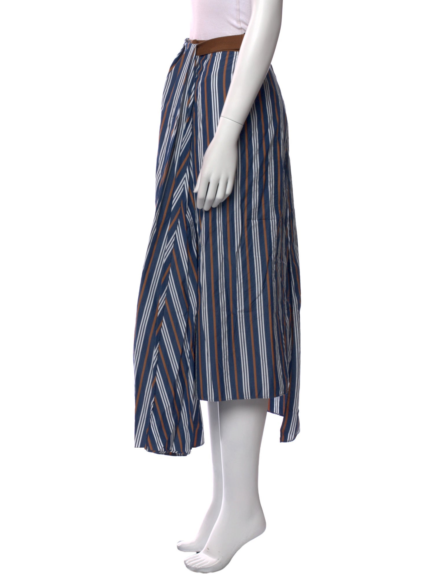 Brunello Cucinelli Striped Midi Length Skirt