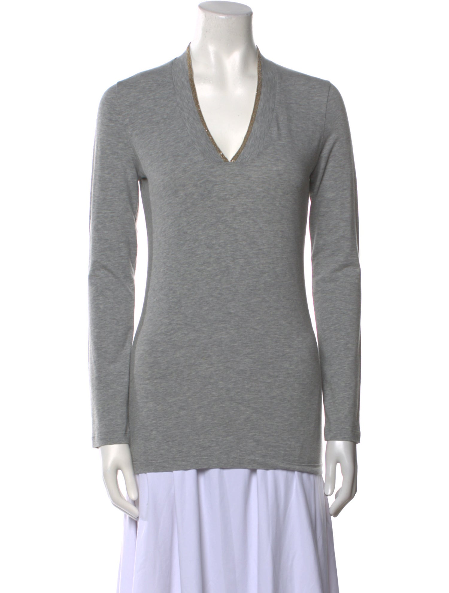 Brunello Cucinelli V-Neck Long Sleeve Top