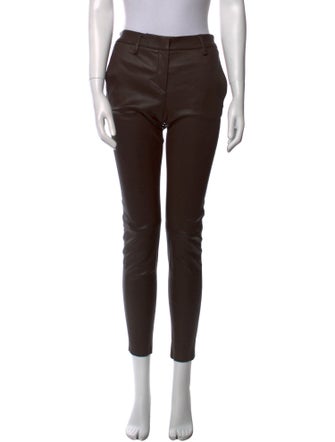 Brunello Cucinelli Leather Straight Leg Pants