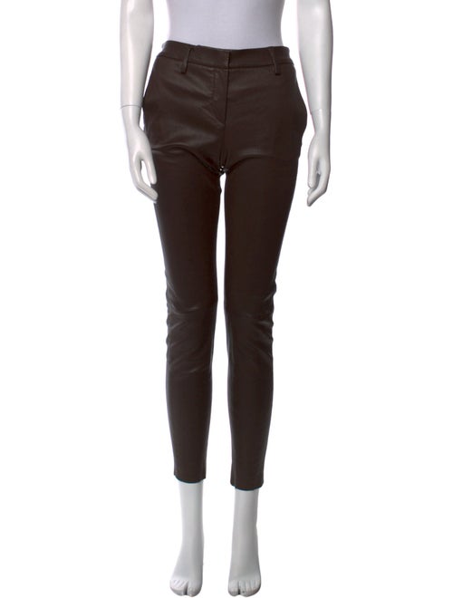 Brunello Cucinelli Leather Straight Leg Pants