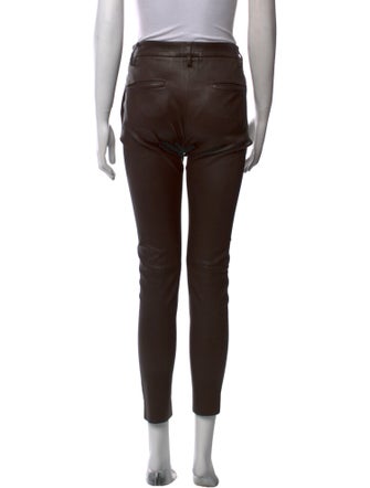 Brunello Cucinelli Leather Straight Leg Pants