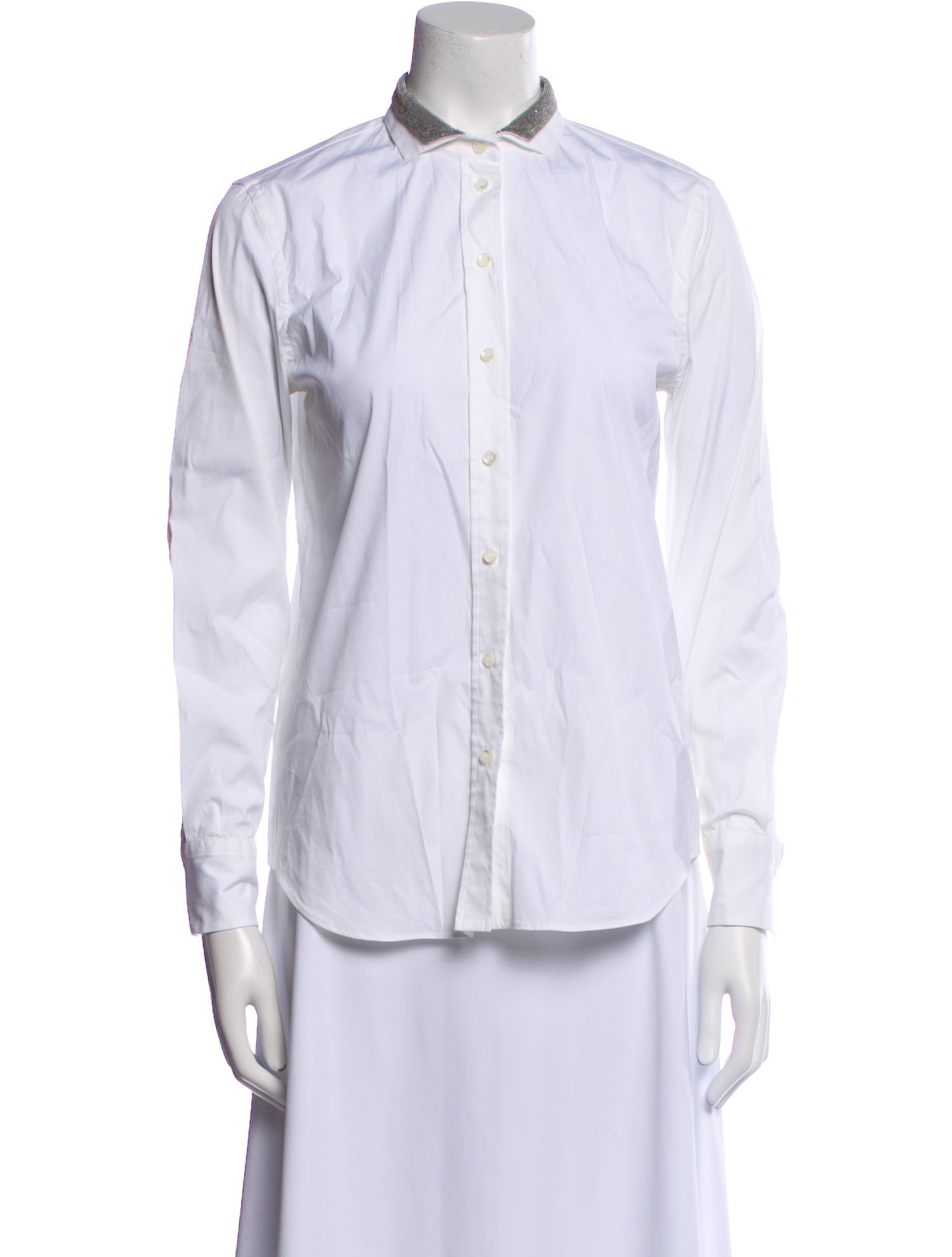 Brunello Cucinelli Long Sleeve Button-Up Top