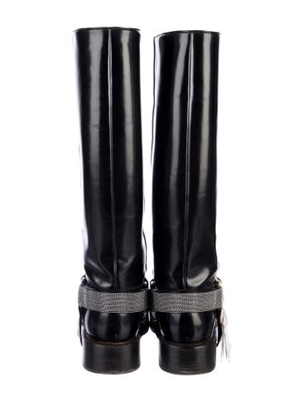 Brunello Cucinelli Leather Beaded Accents Riding Boots