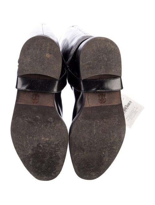 Brunello Cucinelli Leather Beaded Accents Riding Boots