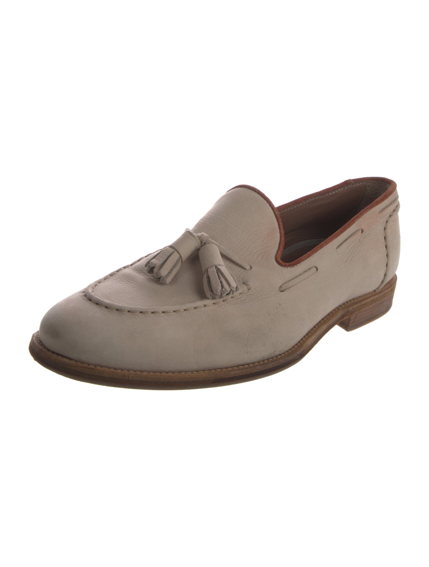 Brunello Cucinelli Leather Tassel Accents Loafers