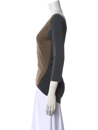 Brunello Cucinelli V-Neck Three-Quarter Sleeve Top