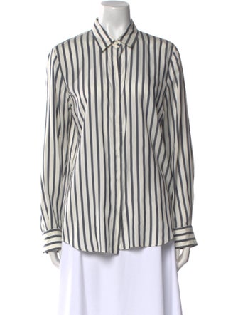 Brunello Cucinelli Silk Striped Button-Up Top