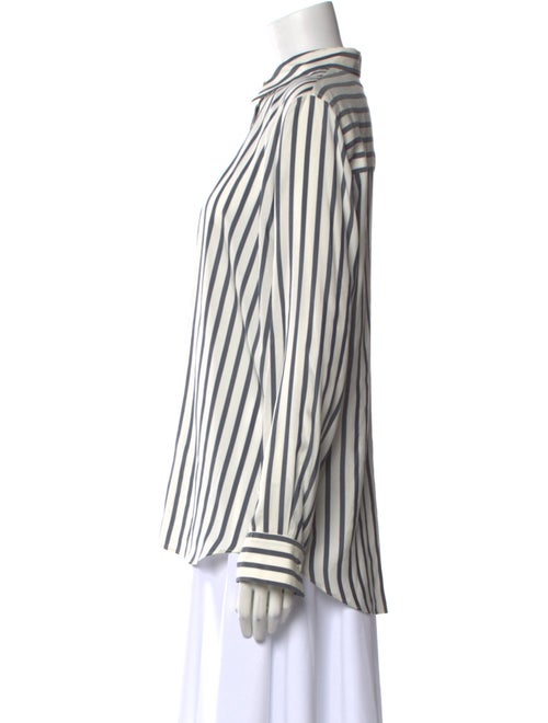 Brunello Cucinelli Silk Striped Button-Up Top
