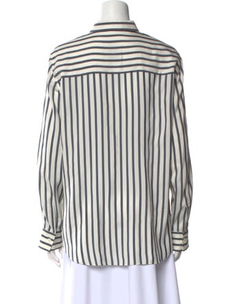 Brunello Cucinelli Silk Striped Button-Up Top