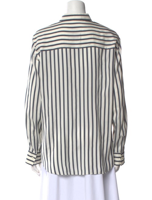 Brunello Cucinelli Silk Striped Button-Up Top
