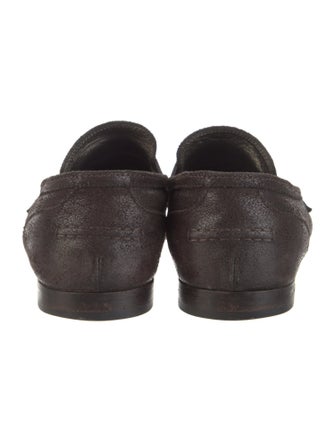 Brunello Cucinelli Leather Crystal Embellishments Loafers