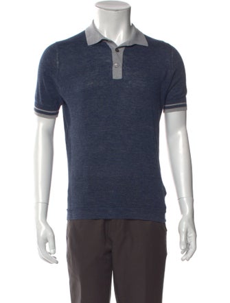 Brunello Cucinelli Linen V-Neck Polo Shirt
