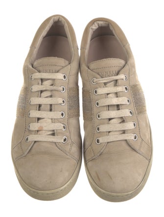 Brunello Cucinelli Nubuck Beaded Accents Sneakers