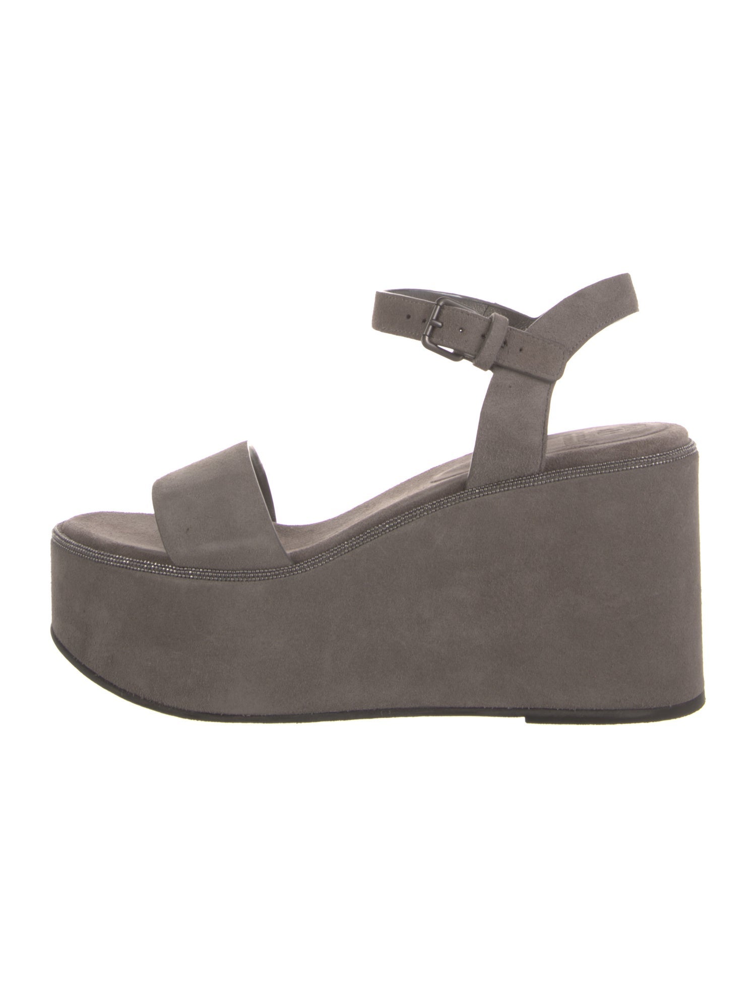 Brunello Cucinelli Suede Beaded Accents Sandals