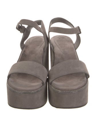 Brunello Cucinelli Suede Beaded Accents Sandals