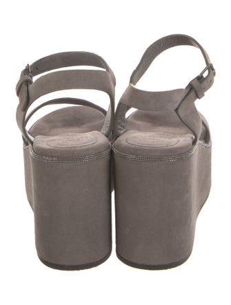 Brunello Cucinelli Suede Beaded Accents Sandals