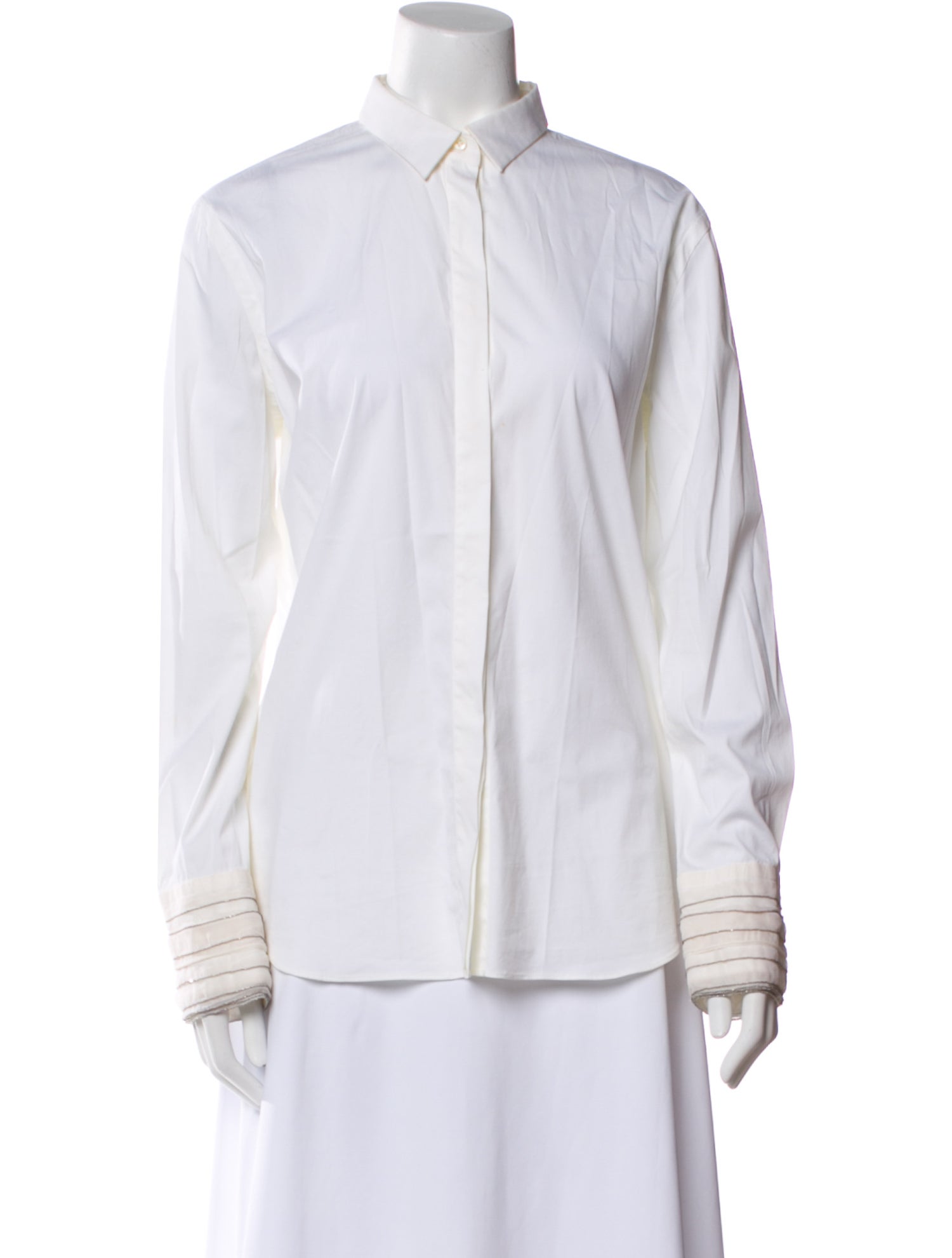 Brunello Cucinelli Long Sleeve Button-Up Top