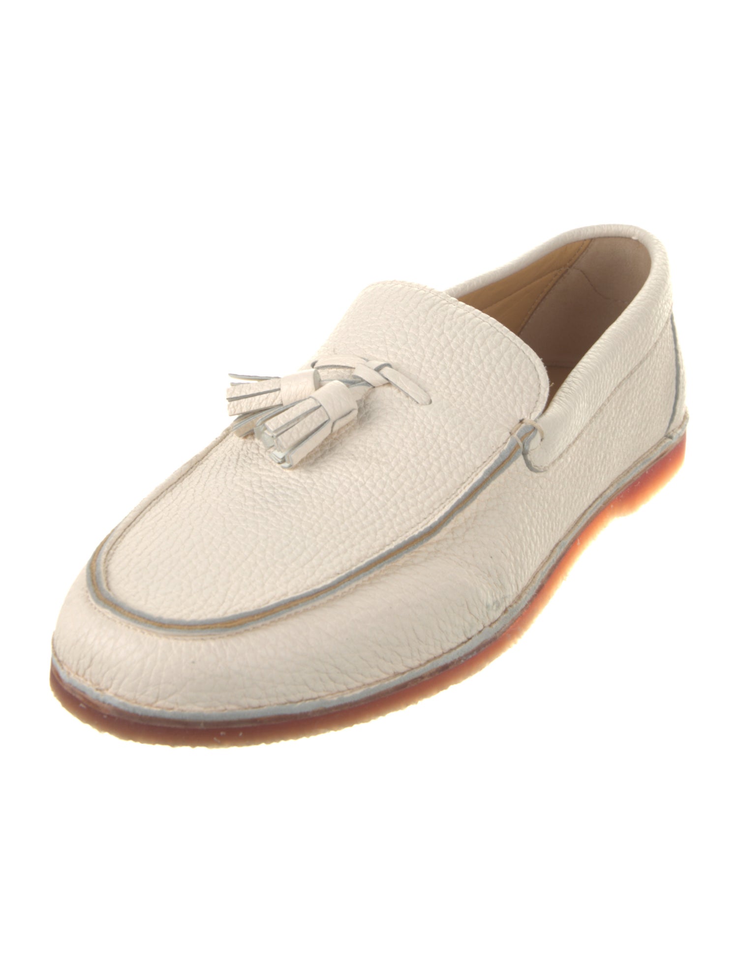 Brunello Cucinelli Leather Tassel Accents Loafers
