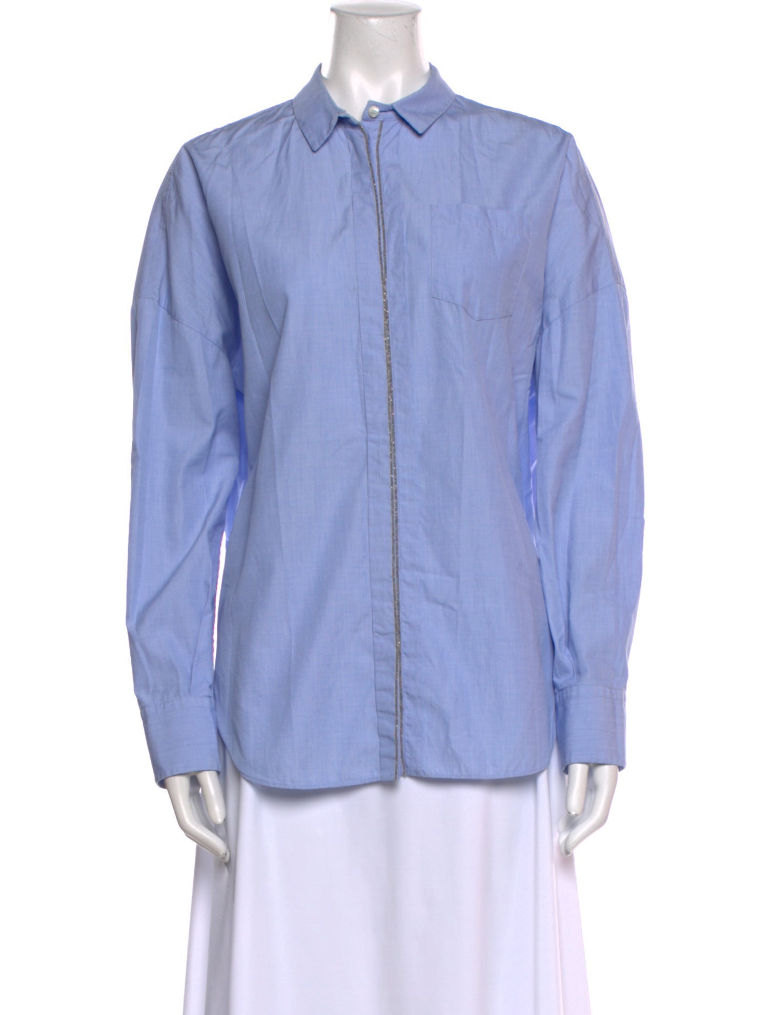 Brunello Cucinelli Long Sleeve Button-Up Top
