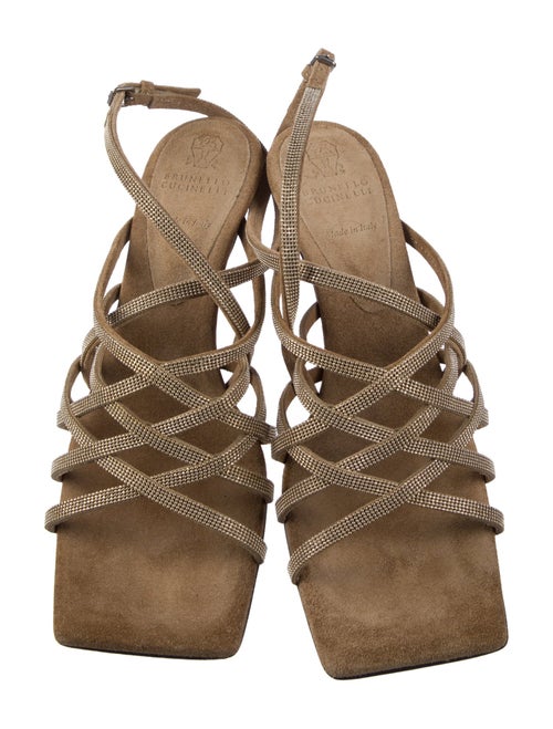 Brunello Cucinelli Suede Beaded Accents Sandals