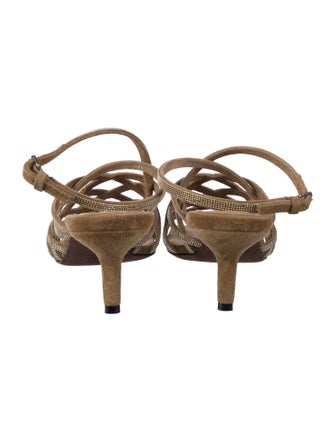 Brunello Cucinelli Suede Beaded Accents Sandals