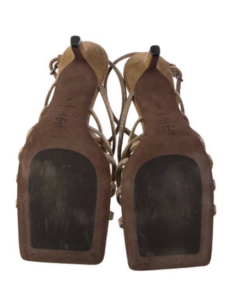 Brunello Cucinelli Suede Beaded Accents Sandals