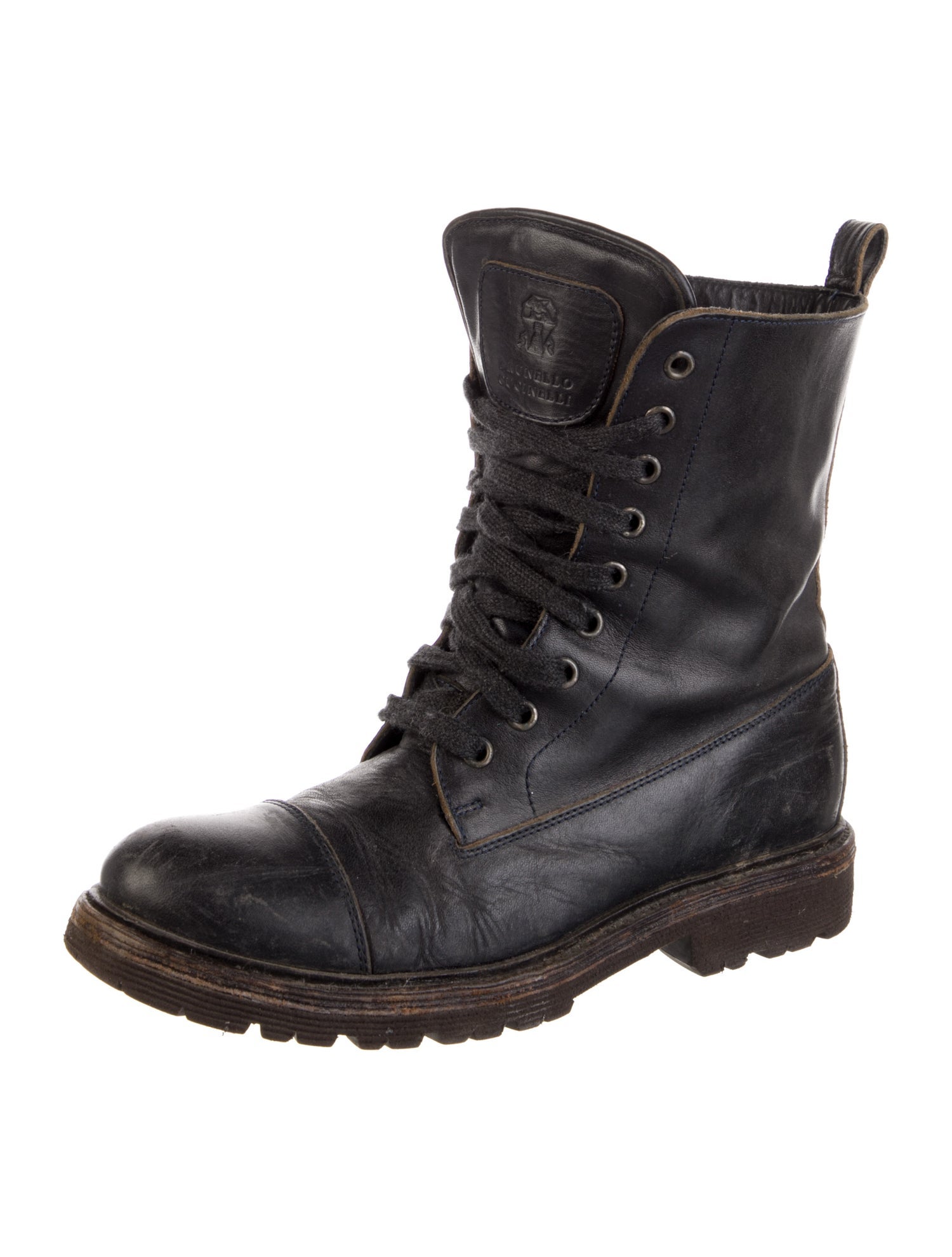 Brunello Cucinelli Monili Leather Combat Boots