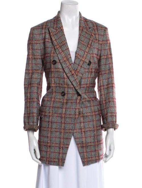 Brunello Cucinelli Virgin Wool Plaid Print Blazer