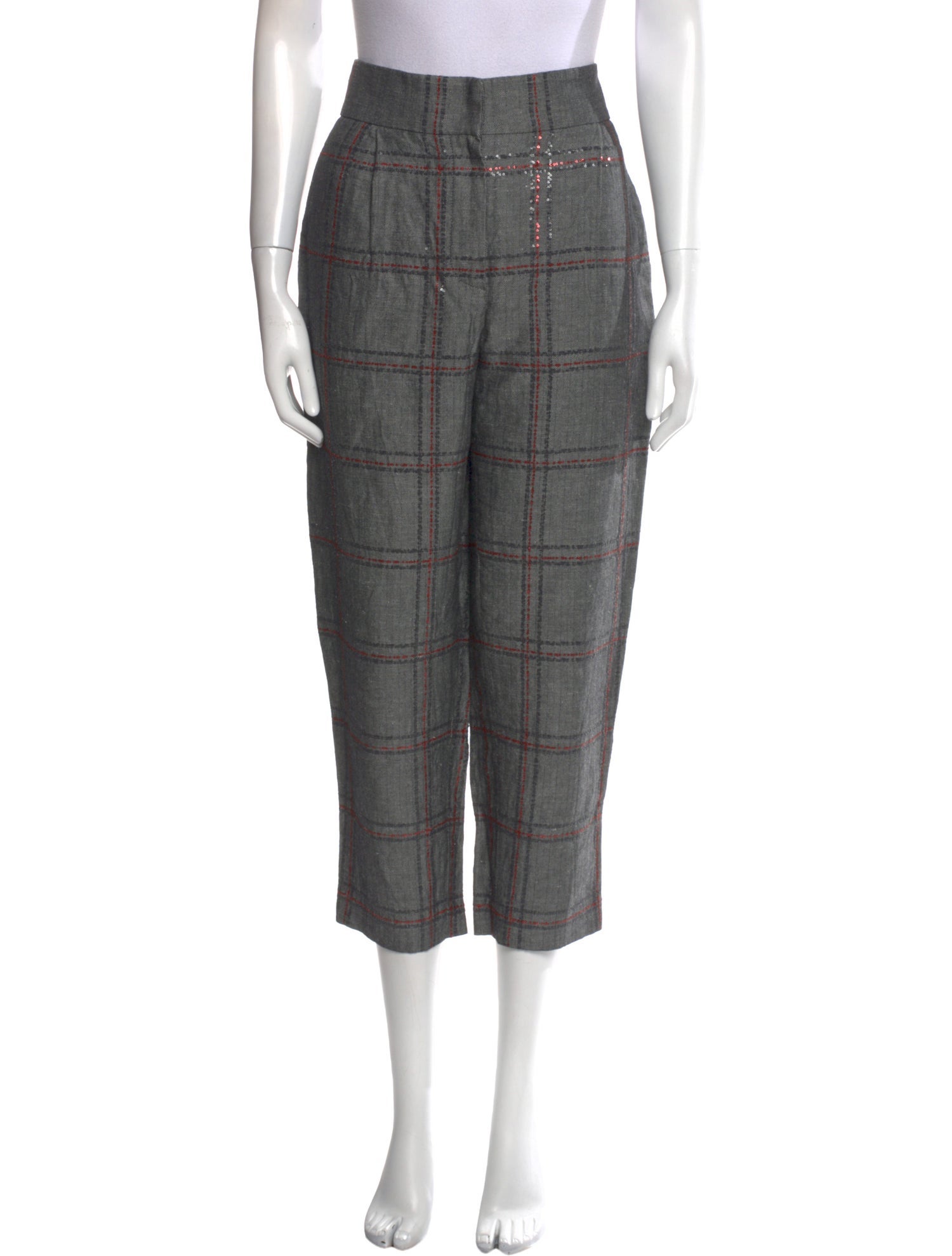 Brunello Cucinelli Plaid Print Straight Leg Pants