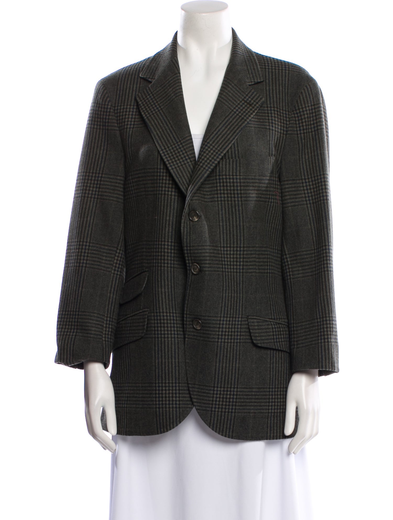 Brunello Cucinelli Wool Plaid Print Blazer