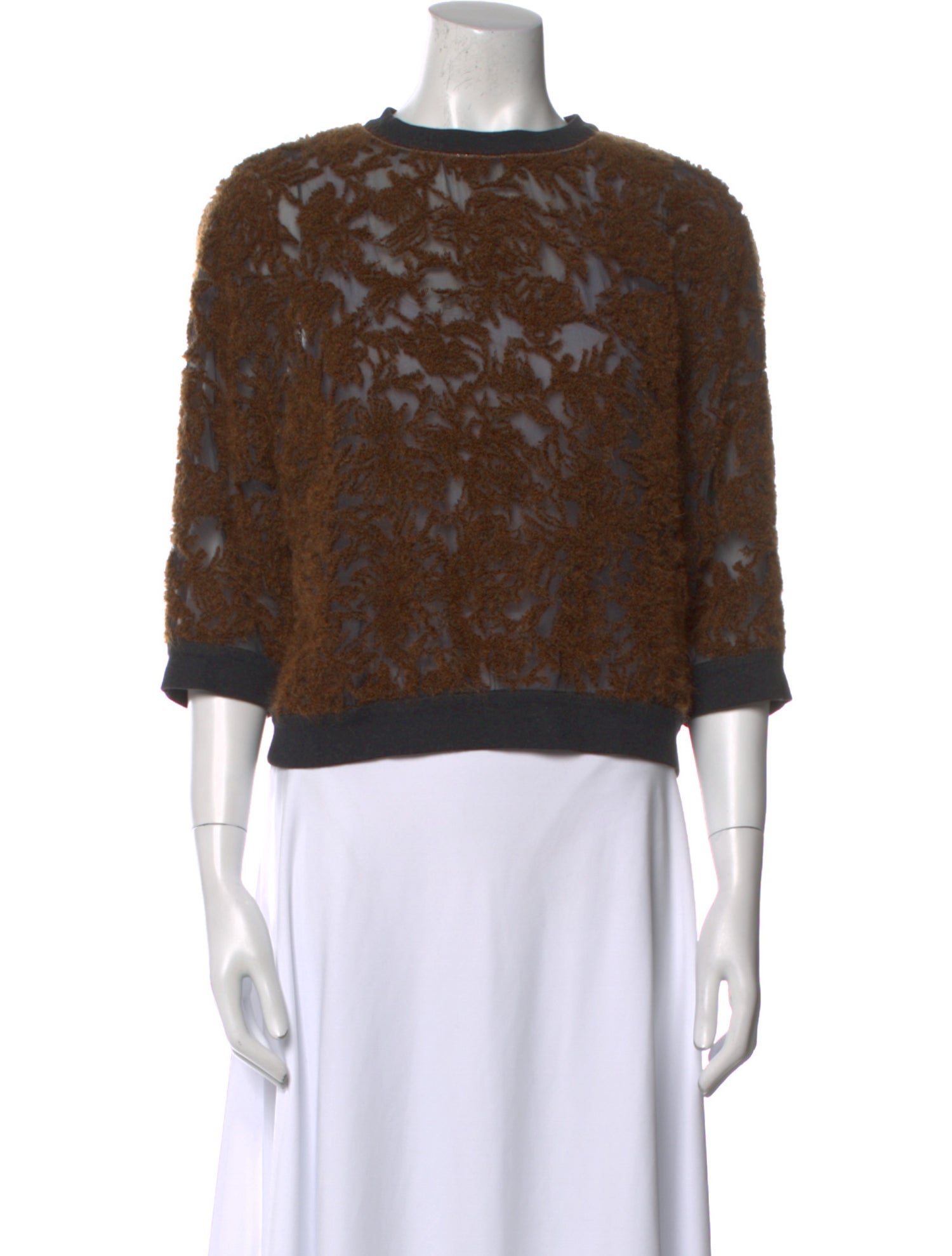 Brunello Cucinelli Lace Pattern Crew Neck Sweatshirt