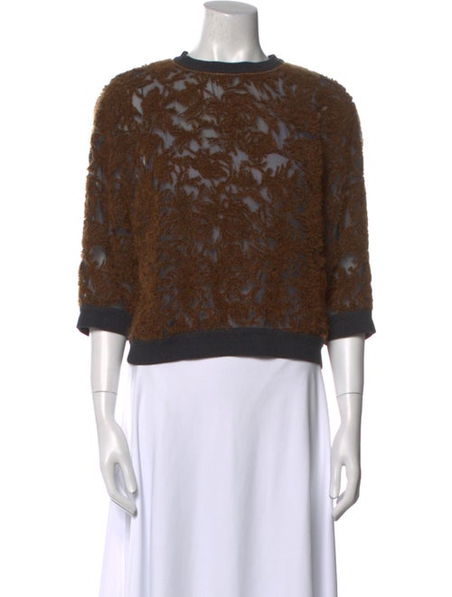 Brunello Cucinelli Lace Pattern Crew Neck Sweatshirt