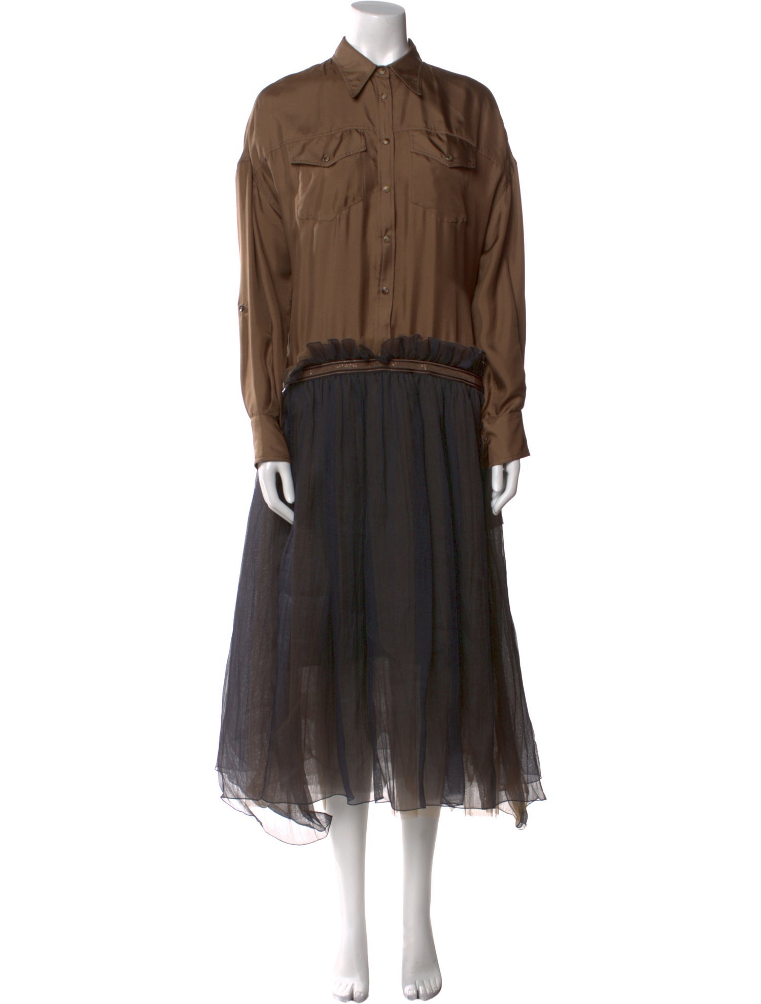 Brunello Cucinelli Silk Midi Length Dress