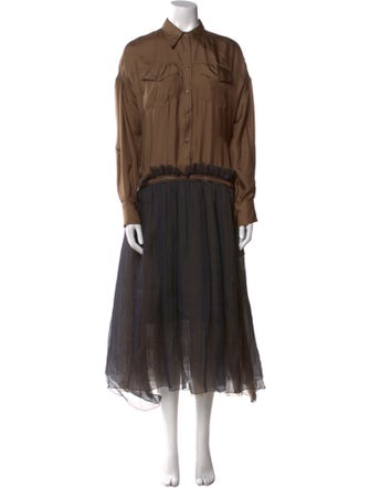 Brunello Cucinelli Silk Midi Length Dress
