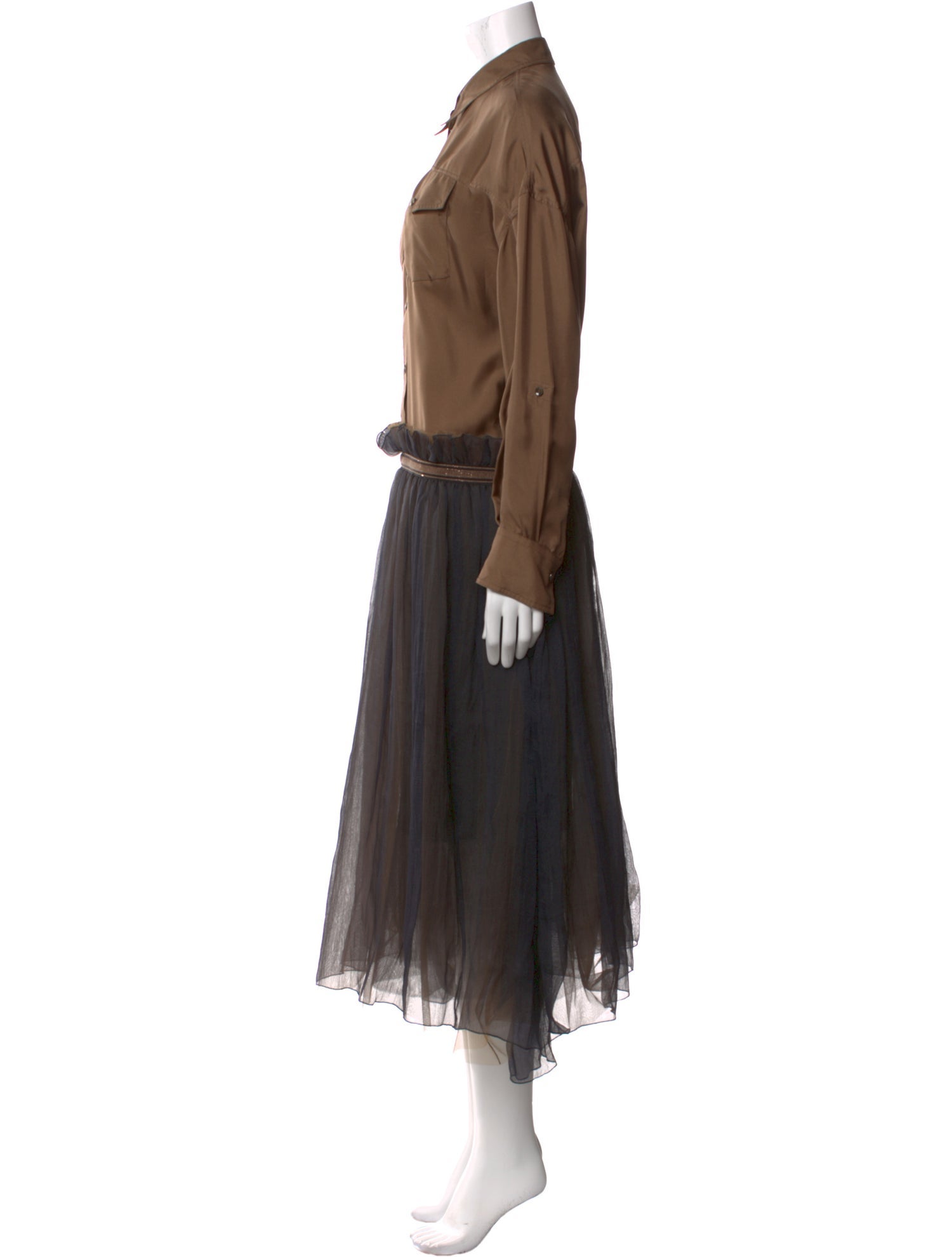 Brunello Cucinelli Silk Midi Length Dress