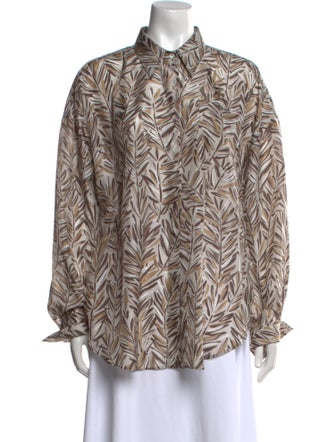 Brunello Cucinelli Silk Printed Button-Up Top