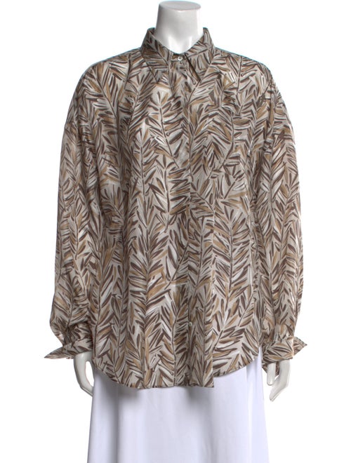 Brunello Cucinelli Silk Printed Button-Up Top