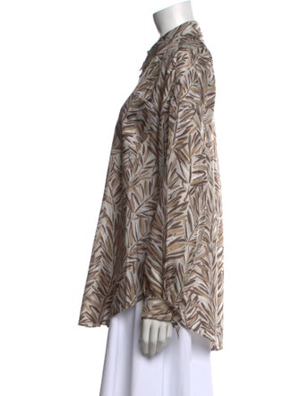 Brunello Cucinelli Silk Printed Button-Up Top
