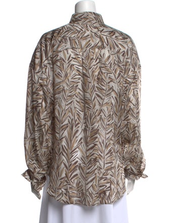 Brunello Cucinelli Silk Printed Button-Up Top