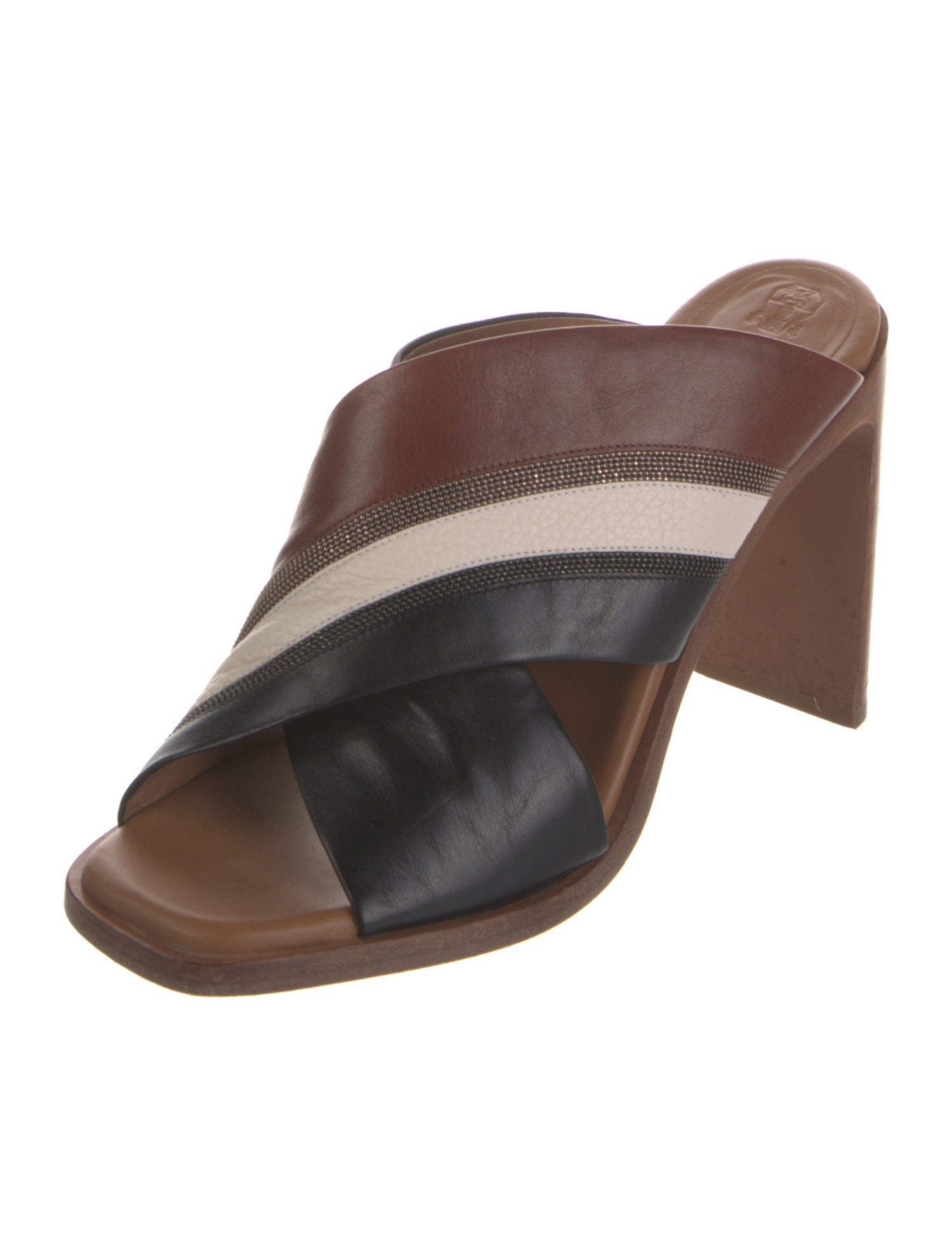 Brunello Cucinelli Monili Leather Slides