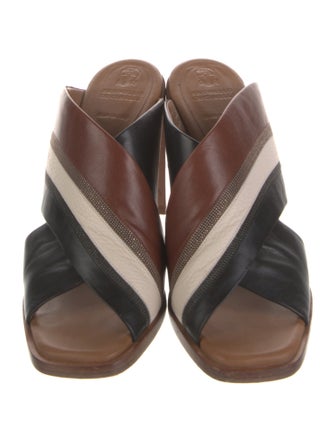 Brunello Cucinelli Monili Leather Slides