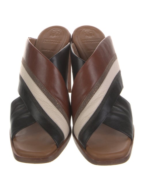 Brunello Cucinelli Monili Leather Slides
