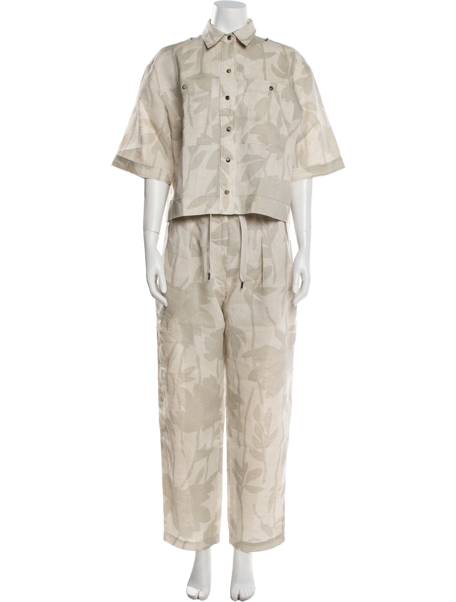 Brunello Cucinelli Linen Printed Pant Set