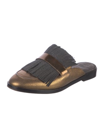 Brunello Cucinelli Leather Colorblock Pattern Mules