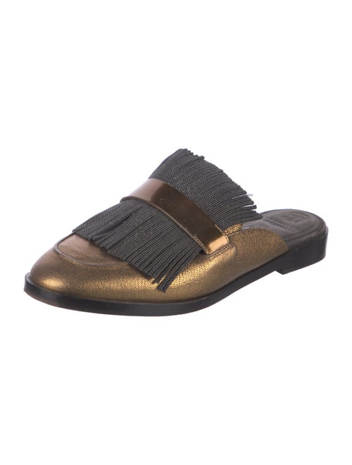 Brunello Cucinelli Leather Colorblock Pattern Mules