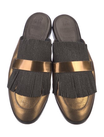 Brunello Cucinelli Leather Colorblock Pattern Mules