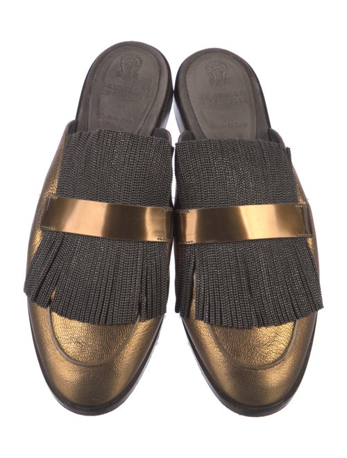 Brunello Cucinelli Leather Colorblock Pattern Mules