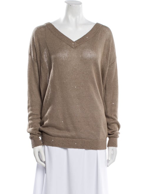 Brunello Cucinelli Linen V-Neck Sweater