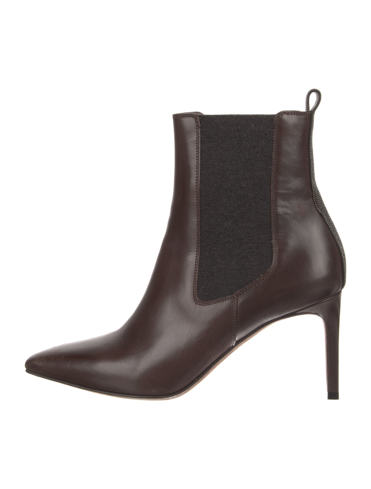 Brunello Cucinelli Leather Beaded Accents Chelsea Boots